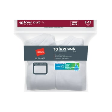 Hanes Ultimate Men's Cushion Low Cut Socks 10-Pack White 6-12