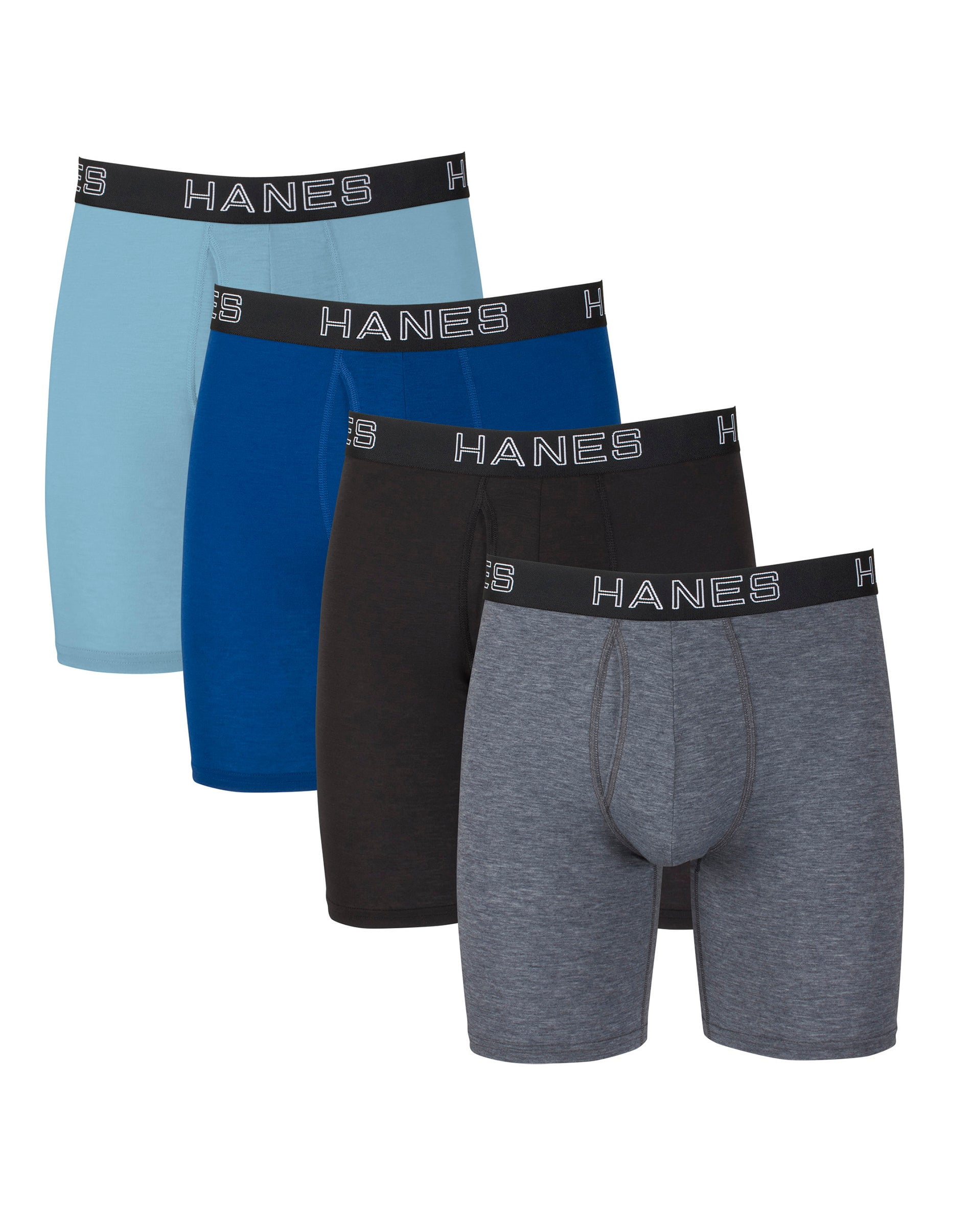 Hanes Ultimate Men's Long Leg Boxer Briefs, Total Support Pouch, 4Pack Assorted M
