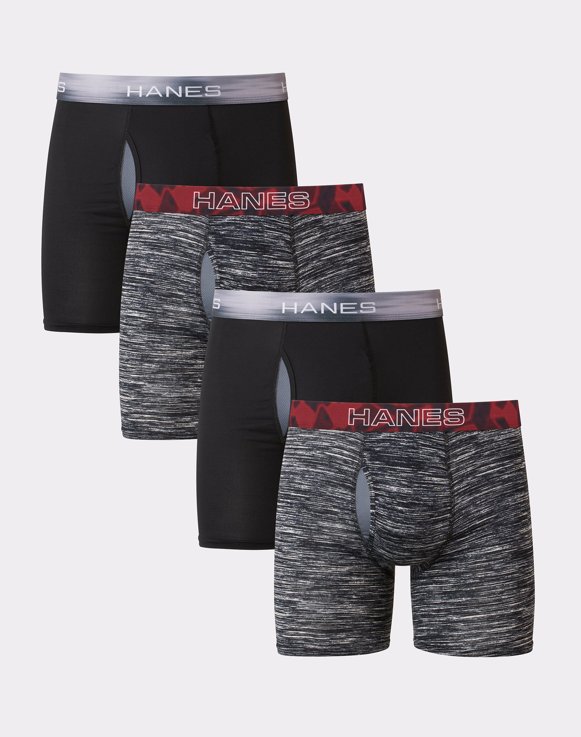 Hanes Ultimate Men's Performance Boxer Brief Underwear, X-Temp, Black/Grey,  4-Pack Assortment 2 2XL 
