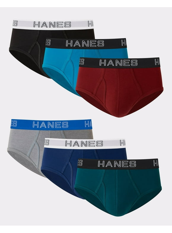 Hanes Ultimate Men’s Stretch Cotton Brief Underwear, Moisture Wicking, 6-Pack Assorted M