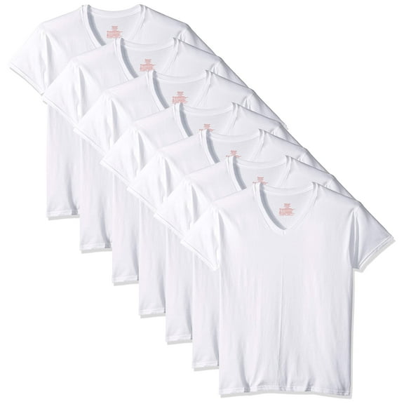 Hanes Ultimate Men's Tagless Comfort Soft V-Neck Tee Undershirt White-7 Pack, Medium