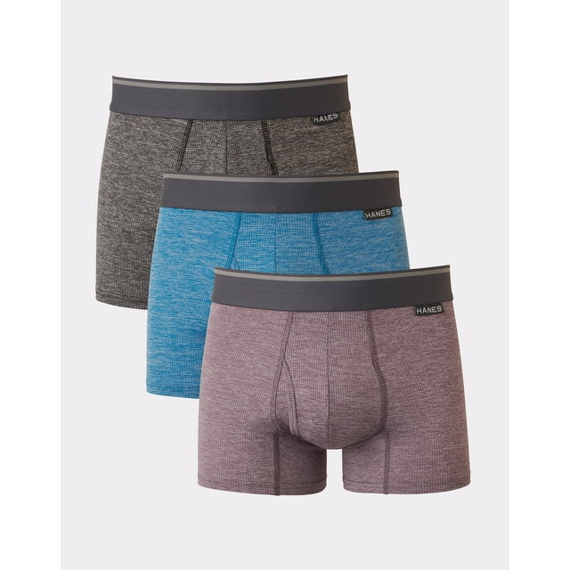 Hanes Ultimate Men's Trunk Underwear, MoistureWicking, 3Pack Assorted