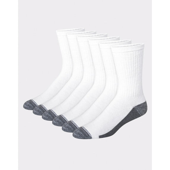 Hanes Ultimate Men's Ultra Cushion Crew Socks, 6-Pairs White 6-12