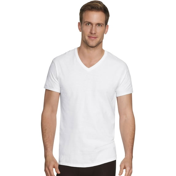 Hanes Ultimate® Men's Ultra Soft Cotton/Modal White V-Neck Undershirt 4-Pack M