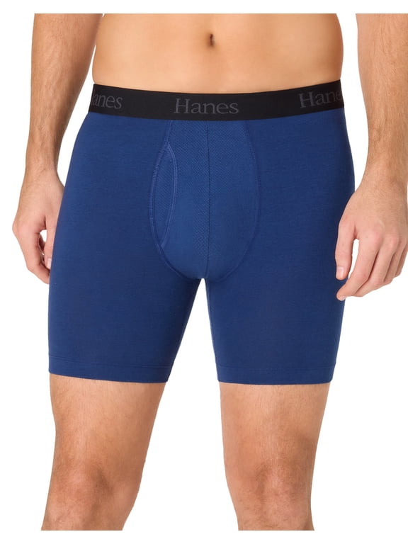 Ultimate Men's Underwear Boxer Briefs Pack – 3-Pack – Comfort Flex Fit – Total Support Pouch Gray/Navy/Blue 2XL