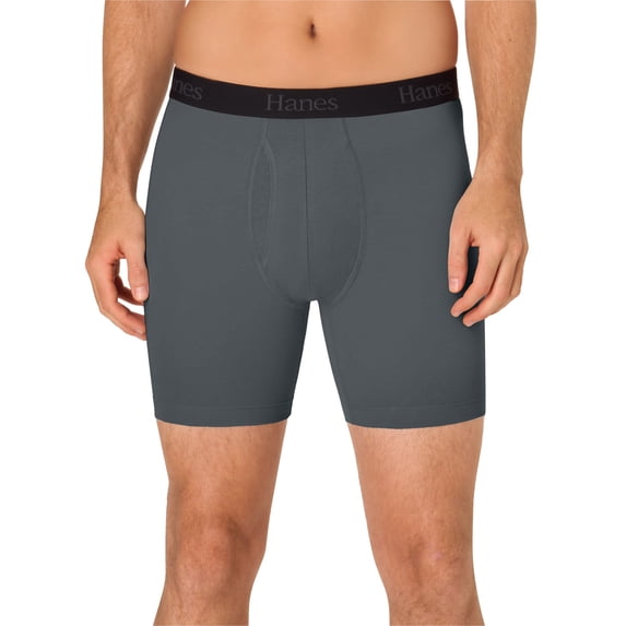 Hanes Ultimate Men's Underwear Boxer Briefs Pack – 3-Pack – Comfort Flex Fit – Total Support Pouch – Moisture Wicking Black/Gray/Burgundy S
