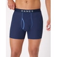 thumbnail image 1 of Hanes Ultimate Men's Underwear Boxer Briefs Pack - 4-Pack - ComfortSoft Cotton Ringer - Moisture-Wicking Black/Blue/Gray S, 1 of 8