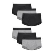 Hanes Ultimate Mens Underwear Briefs Pack - 6-Pack - ComfortSoft Cotton - Moisture-Wicking Black/Gray L