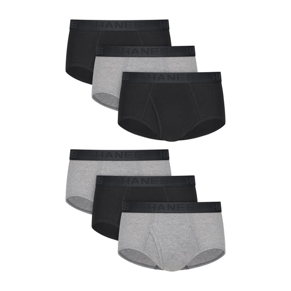 Hanes Ultimate Men's Underwear Briefs Pack - 6-Pack - ComfortSoft Cotton - Moisture-Wicking Black/Gray XL