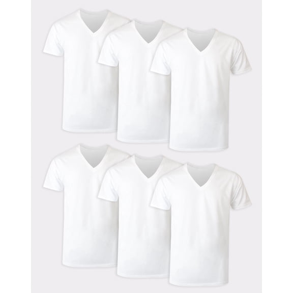 Hanes Ultimate Men’s V-Neck Undershirt Pack, ComfortSoft, White 6-Pack L