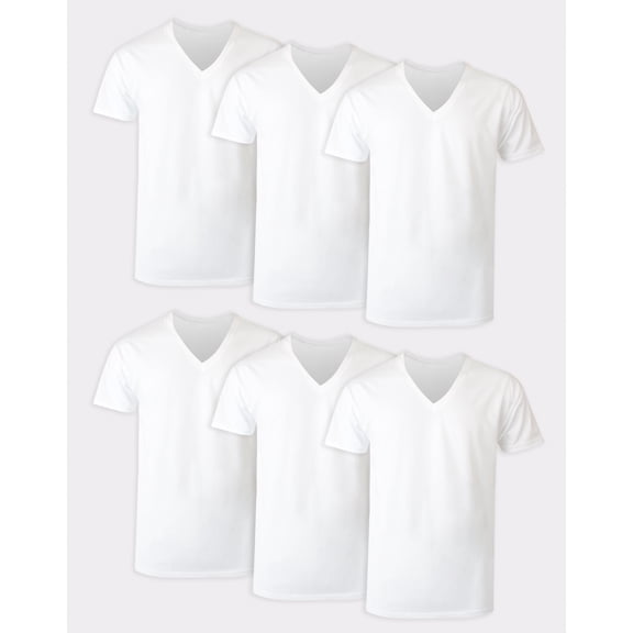 Hanes Ultimate Men’s V-Neck Undershirt Pack, ComfortSoft, White 6-Pack L