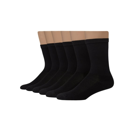 Men's Ultimate X-Temp Black Crew Socks, 6 Pack