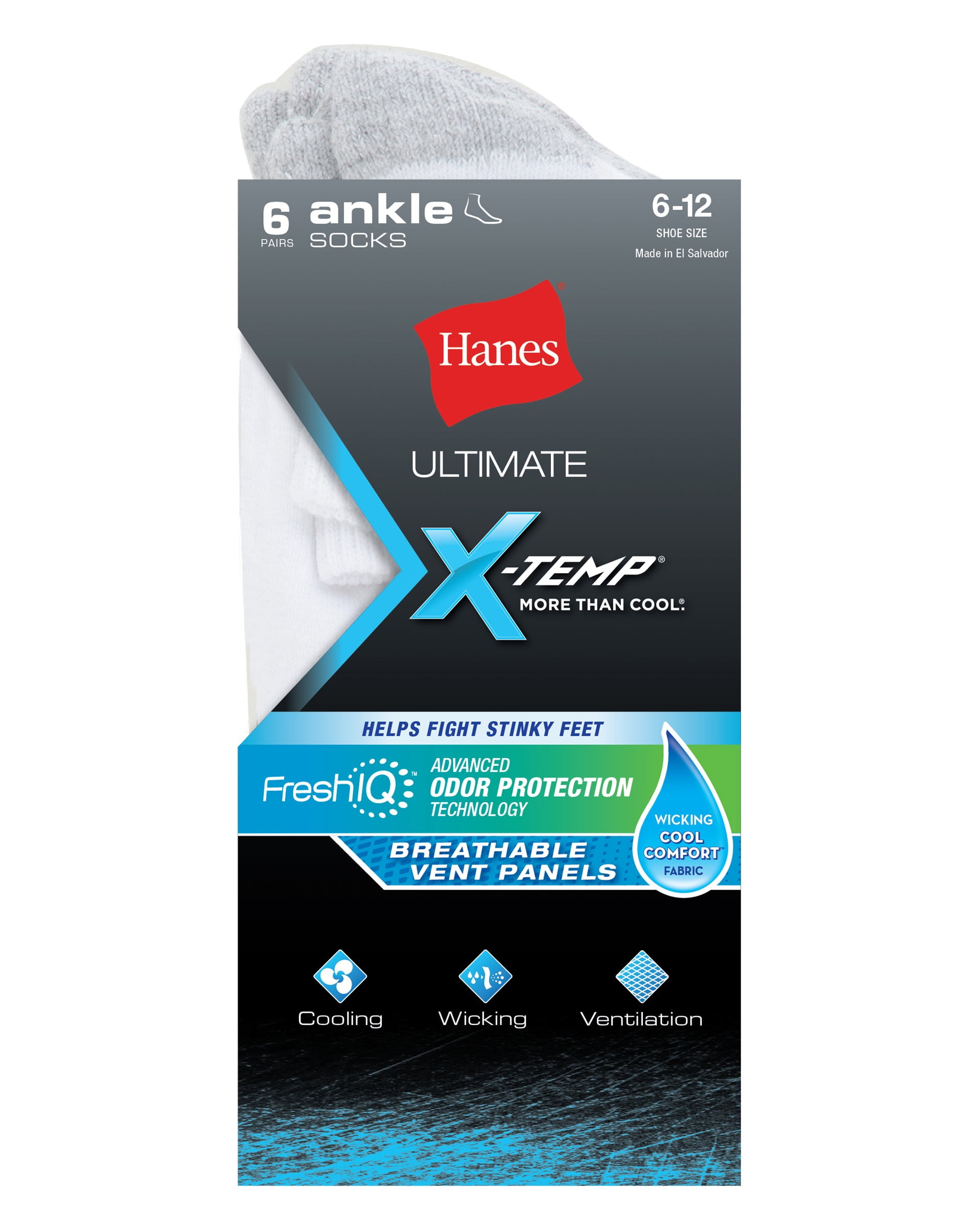 Men's Ultimate X-Temp Ankle Socks, 6 Pack