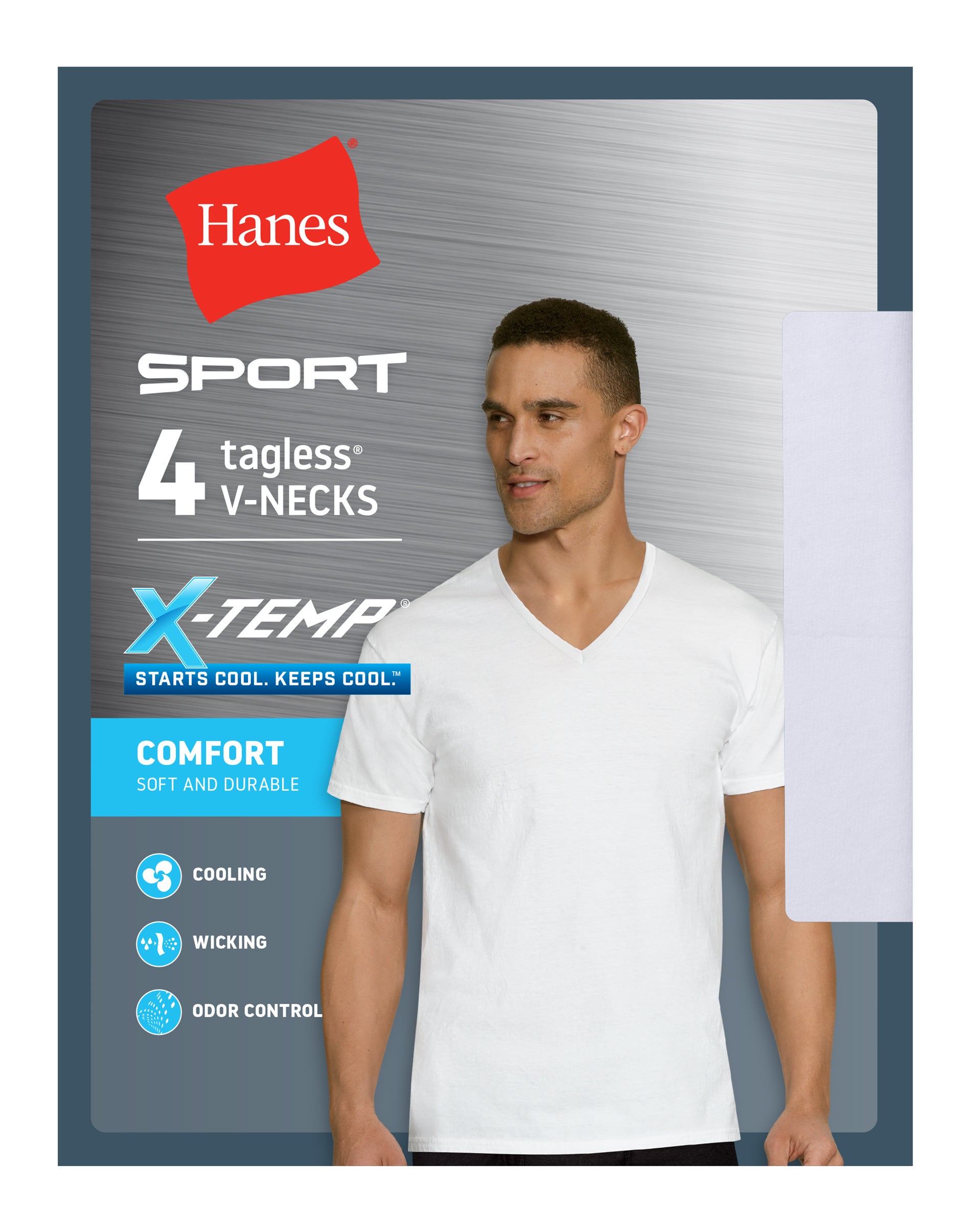 Hanes Ultimate Men s X Temp Sport V Neck Undershirt 4 Pack White M Walmart