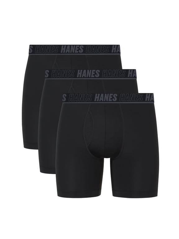 Ultimate Moves Men's Underwear Boxer Briefs Pack – 3-Pack – X-Temp™ – Total Support Pouch – Odor Guard Black L