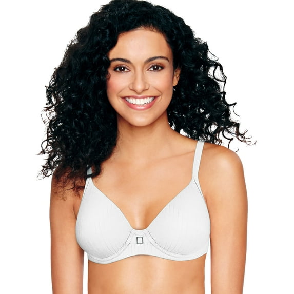 Hanes Ultimate Natural Lift Women's Push-Up Bra with T-Shirt Softness White Stripe Heather 34D