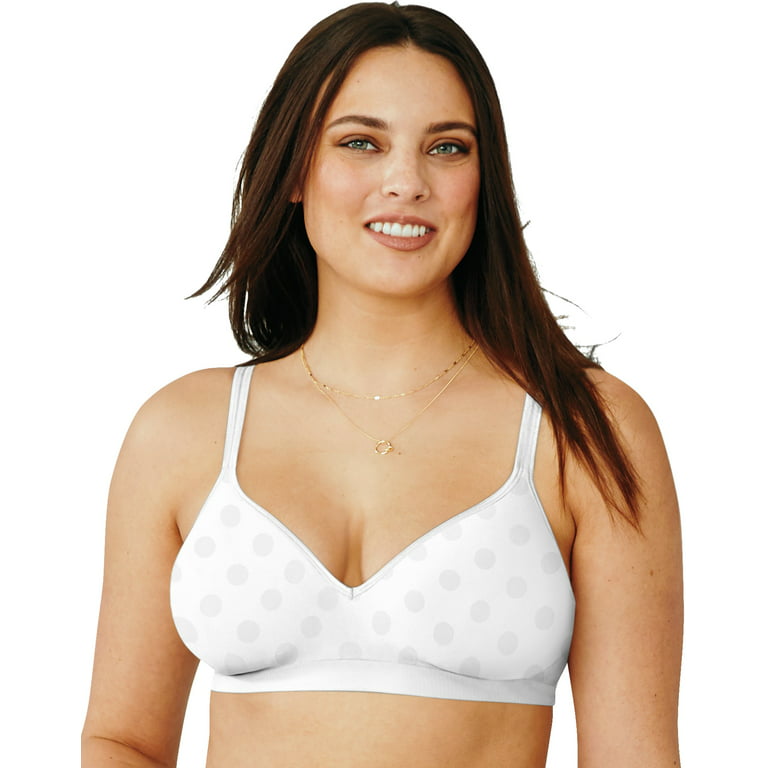 Hanes Ultimate Perfect Coverage Women's Wireless T-Shirt Bra White Floral  XS 