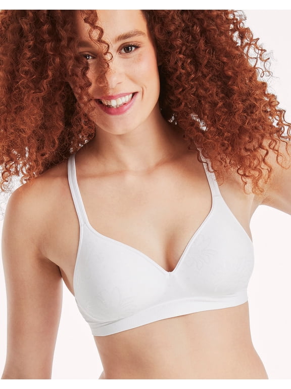 Ultimate Perfect Coverage Women's Wireless T-Shirt Bra White Floral S