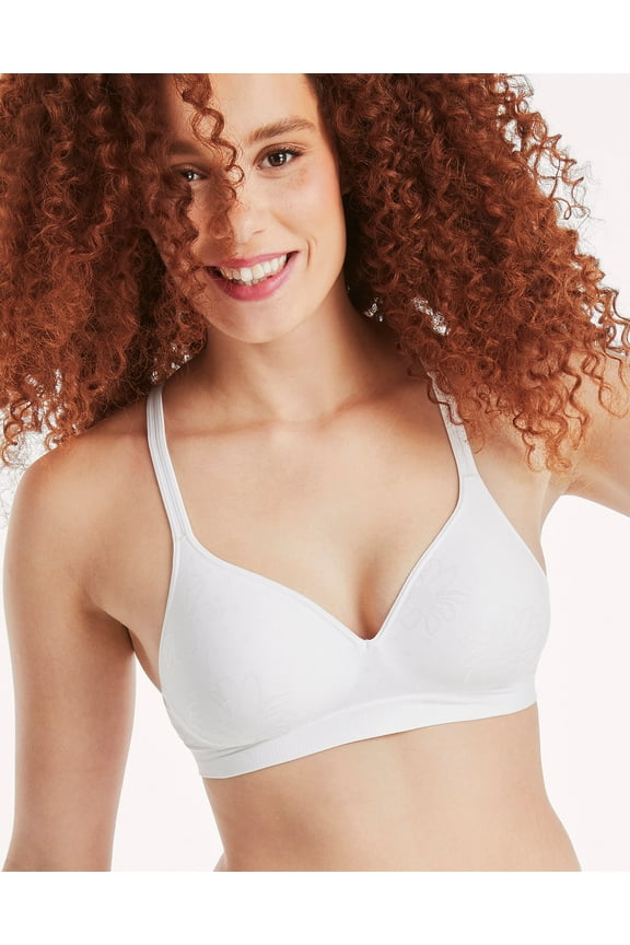Ultimate Perfect Coverage Women's Wireless T-Shirt Bra White Floral S