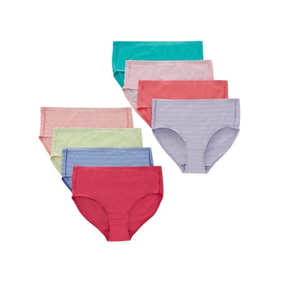 Hanes Ultimate Pure Comfort Girls' Microfiber Brief Underwear, 8-Pack Assorted 8