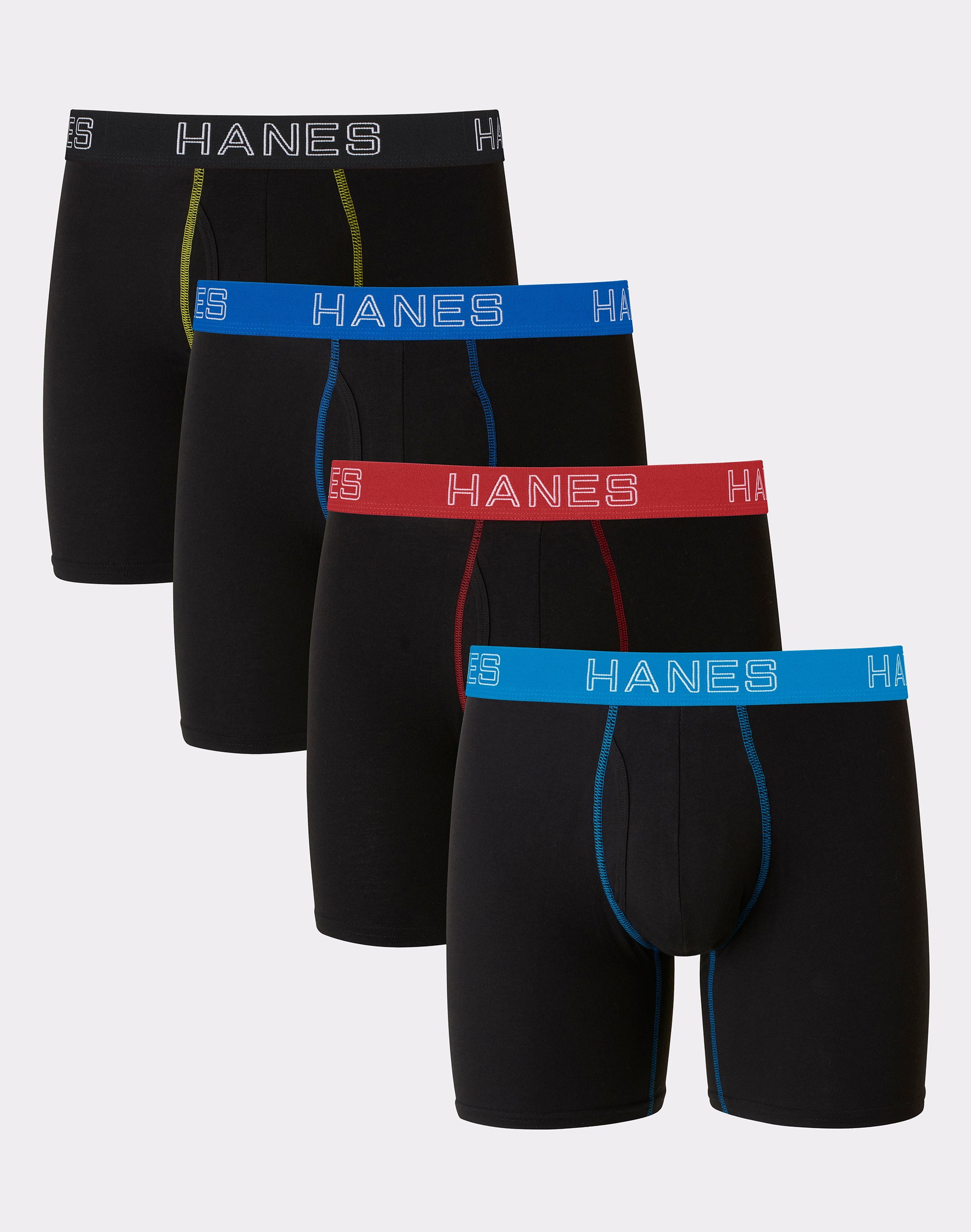 Hanes Ultimate Stretch Cotton Big Men’s Boxer Brief Underwear, Black,4 ...