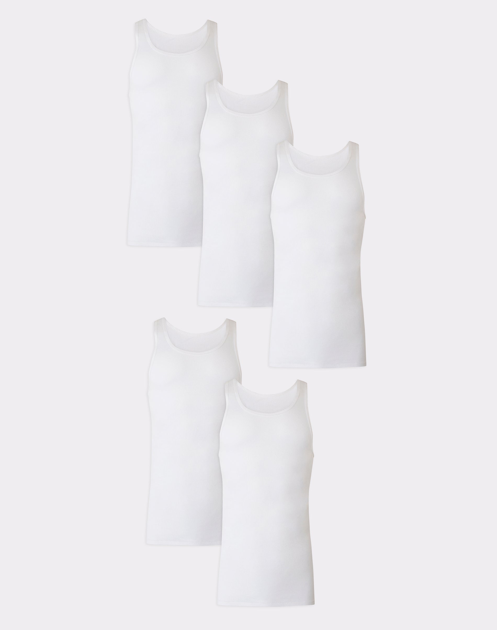Hanes Ultimate Tall Men’s Tank Top Undershirts Pack, Cotton, 5Pack, (Big & Sizes) White LT