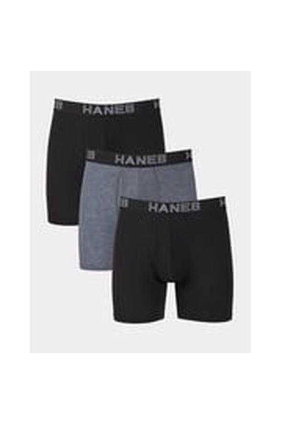 Ultimate Total Support Pouch Big Men’s Boxer Brief Underwear, Black/Grey, 3-Pack ( & Tall Sizes) 3XB