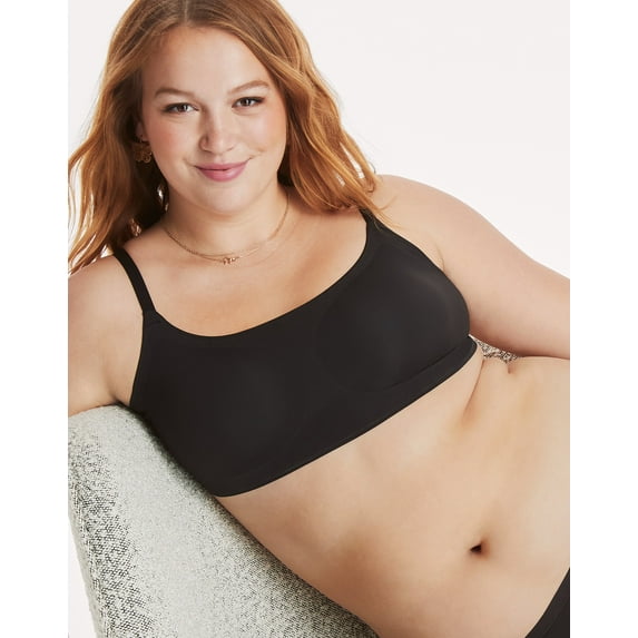 Hanes Ultimate Ultra Light Comfort Women's Wireless Pullover Bra Black 2XL