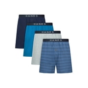 Hanes Ultimate Underwear Boxers Pack - 4-Pack - ComfortSoft Cotton Knit - Moisture-Wicking Blue/Teal/Gray L Mens