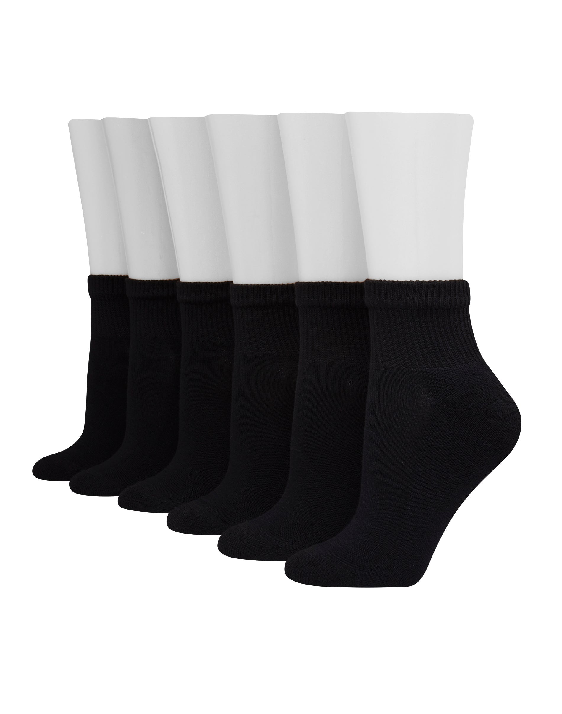 Hanes Ultimate Women's Ankle Socks, Cushioned, 6-Pairs Black 9-11 ...