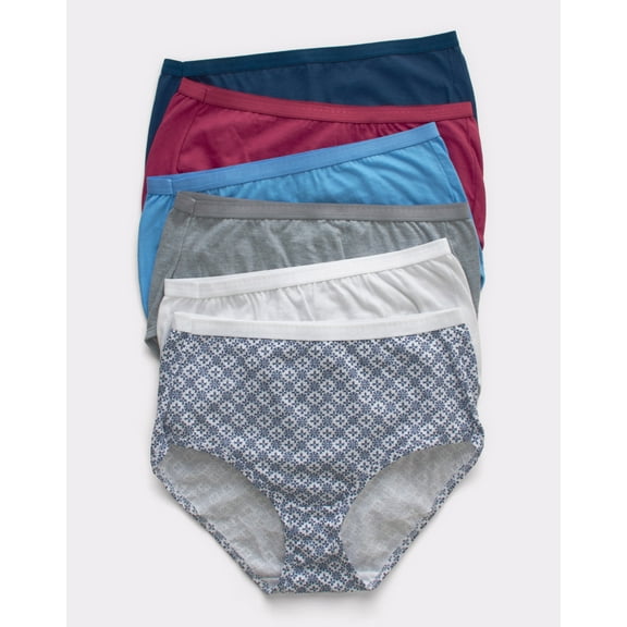 Hanes Ultimate Women's Brief 6-Pack Breathable Underwear High Rise Waist Cool Comfort Tagless