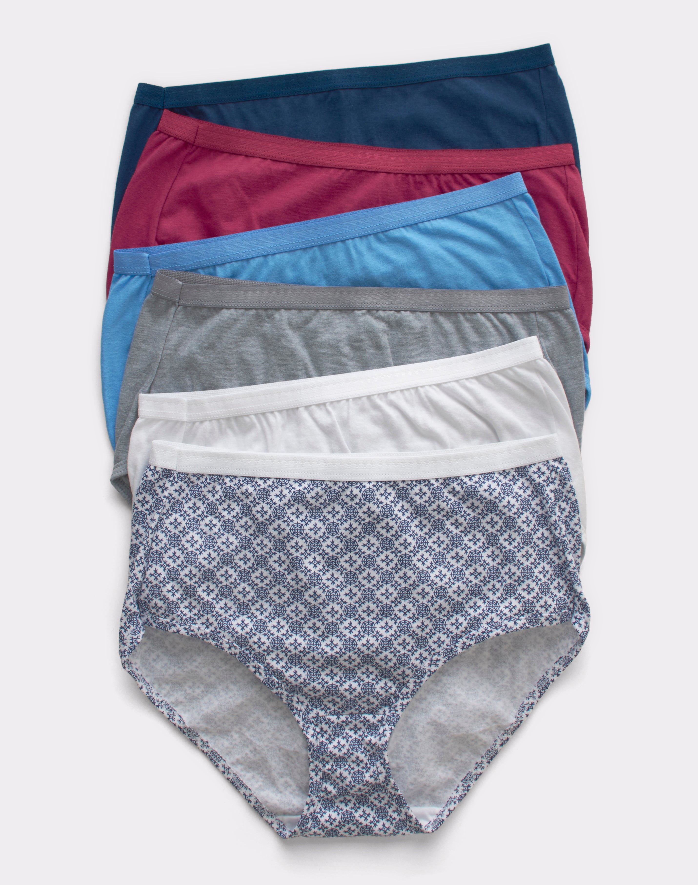 Hanes Ultimate Women's Breathable Brief Underwear, 6-Pack Swiss  Blue/White/Concrete Heather/Fresh Berry/Navy Eclipse/ Crochet Boho Print 6