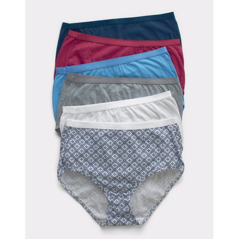 Hanes Ultimate Women's Breathable Brief Underwear, 6-Pack Swiss  Blue/White/Concrete Heather/Fresh Berry/Navy Eclipse/ Crochet Boho Print 6  