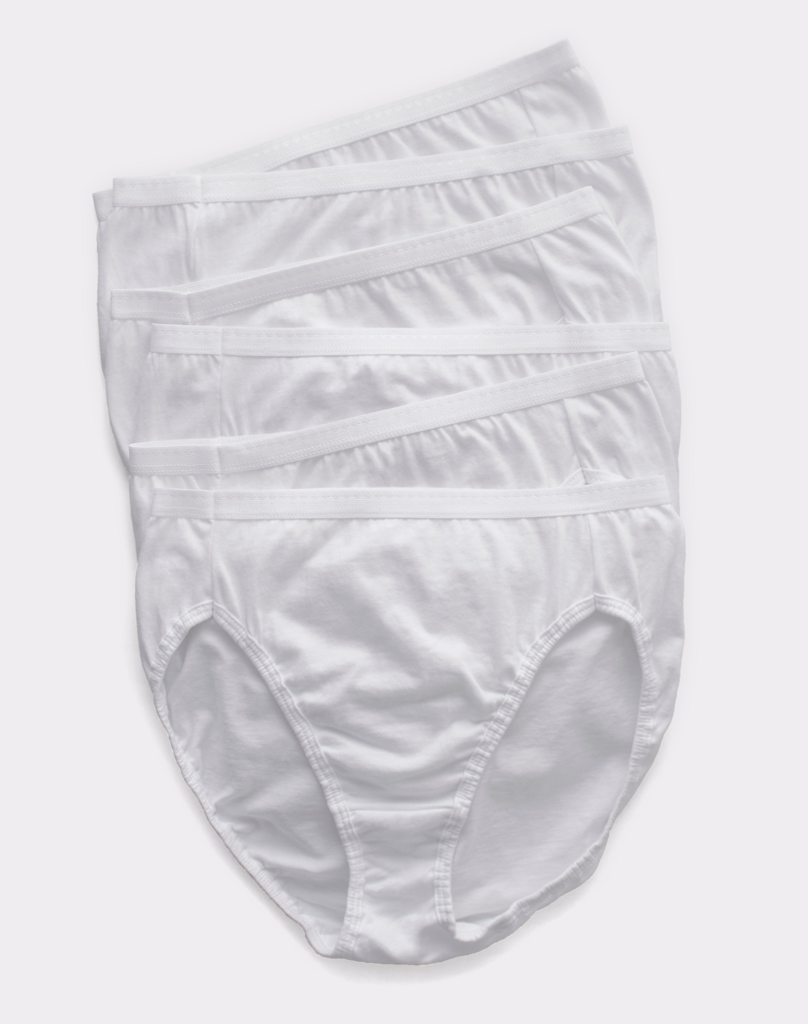 Hanes Women's Nylon Hi-Cut Brief Panty Underwear, 6 Pack White Size 6 