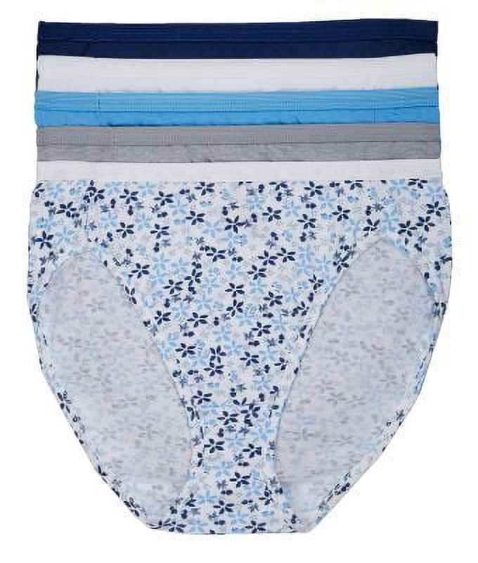 Hanes Ultimate Women's Comfort Cotton Hi-Cut Underwear, 5-Pack ...