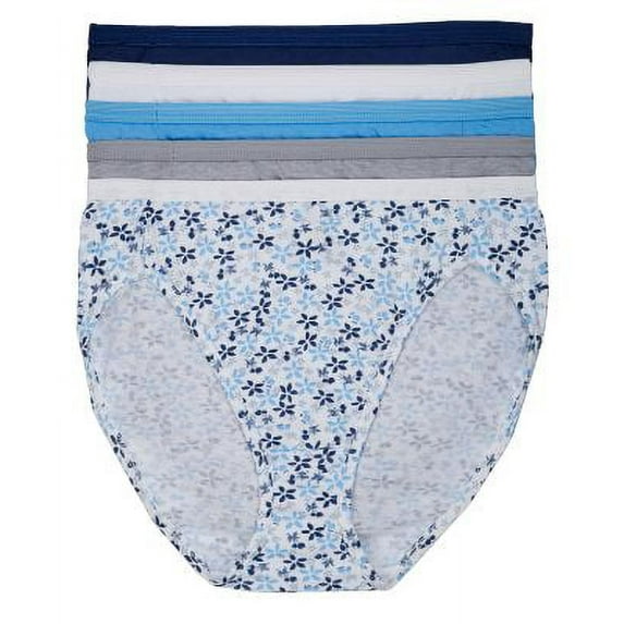 Hanes Ultimate Women's Comfort Cotton Hi-Cut Underwear, 5-Pack