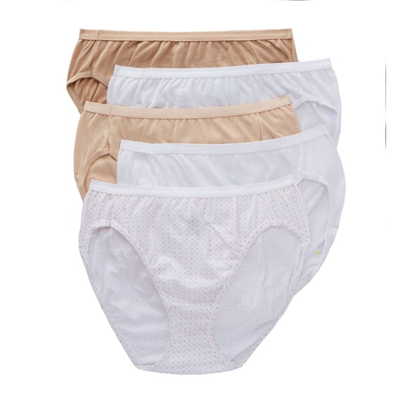 Hanes Ultimate Women's Comfort Cotton Hi-Cut Underwear, 5-Pack