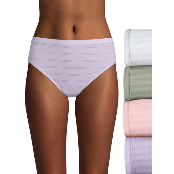 Hanes Ultimate® Women's Comfort Flex Fit® Hi-Cut 4-Pack White/Silver Shadow/Ballerina Slipper/Misty Lilac 5