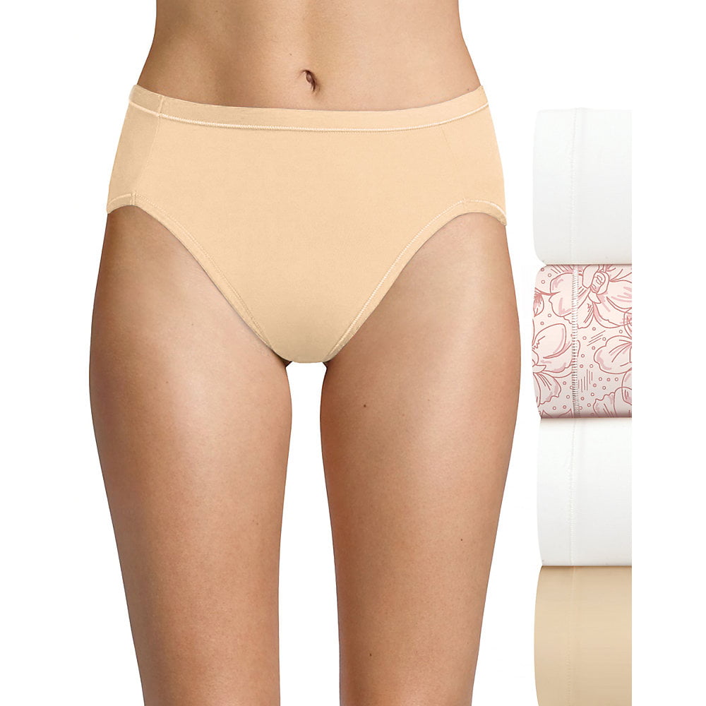 Hanes Ultimate Women's Cool Comfort Microfiber Hi-Cut Underwear, 4