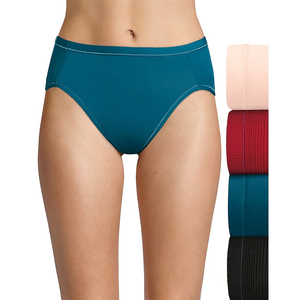 Hanes Ultimate Women's Cool Comfort Microfiber Hi-Cut Underwear, 4-Pack