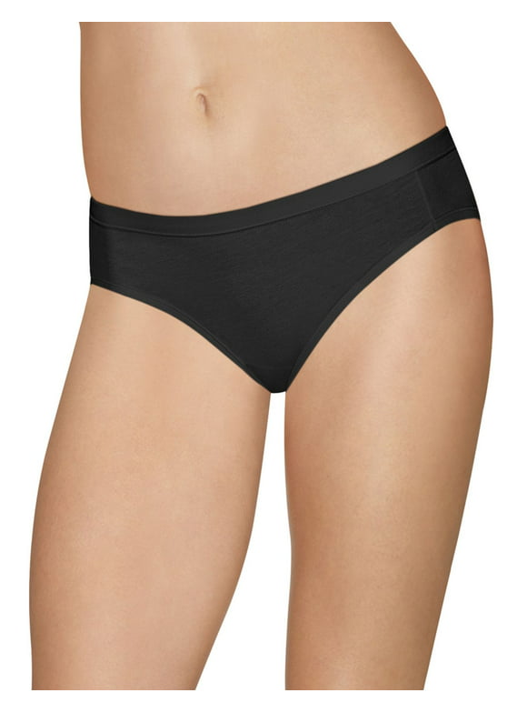 Hanes Ultimate Women's Cotton Stretch ComfortSoft Waistband Bikini Underwear, 4-Pack
