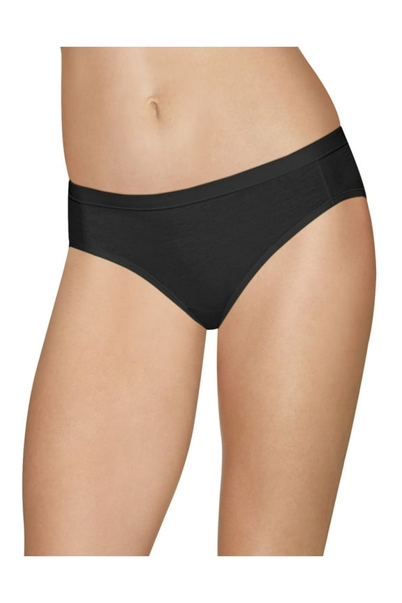 Ultimate® Women's Cotton Stretch Cool Comfort® Bikini 4-Pack Black 8