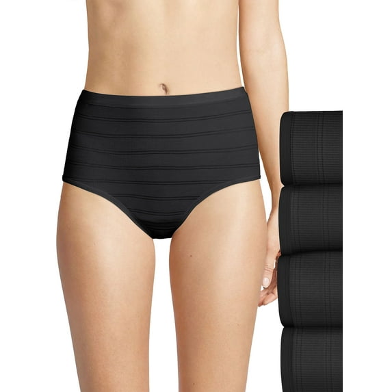Hanes Ultimate Women's High-Waisted Brief Underwear, 4-Pack Black/Black/Black/Black 6