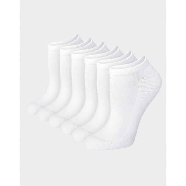 Hanes Ultimate Women's No Show Socks, Cushioned, 6Pairs White 59
