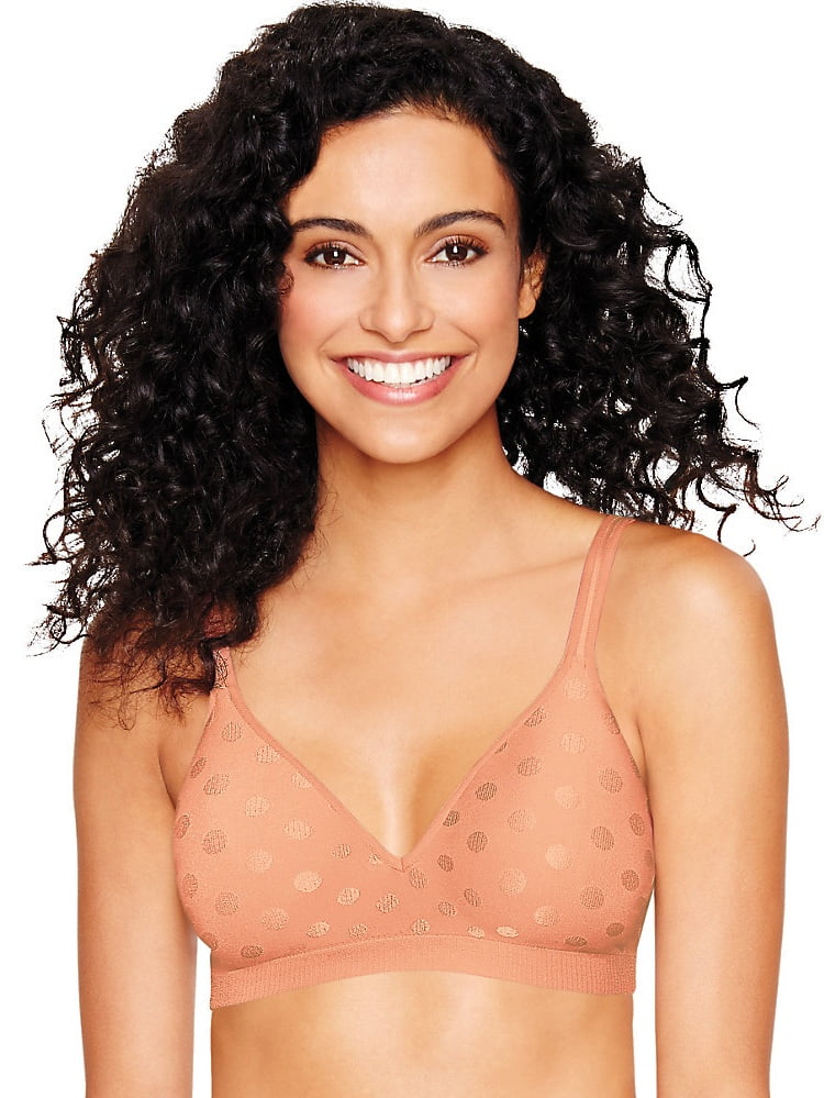 Hanes Ultimate Women's Perfect Coverage ComfortFlex Fit® Wirefree Bra,  Apricot Squeeze Dot - S 