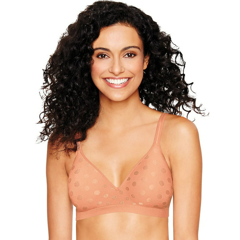 Hanes Ultimate Women's Perfect Coverage ComfortFlex Fit® Wirefree Bra,  Apricot Squeeze Dot - S 