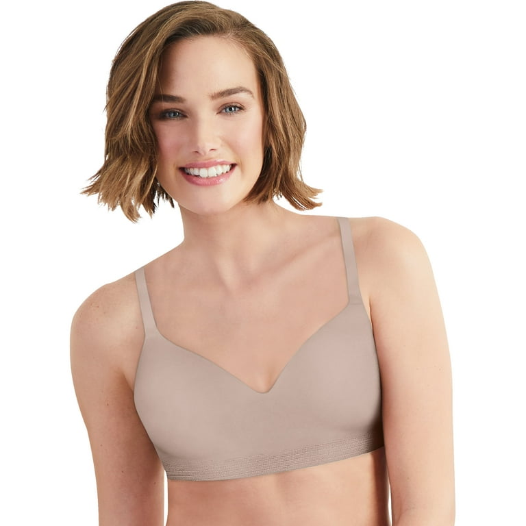 Hanes Ultimate Women's Wireless Bra with No-Dig Support & Lift Evening  Blush M 