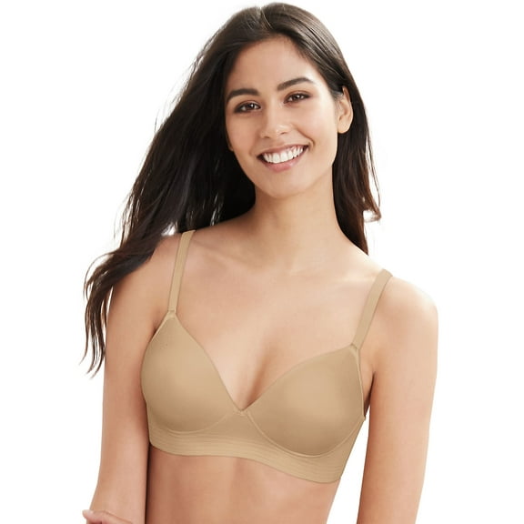 Hanes Ultimate Women's Wireless Bra with No-Dig Support Nude L