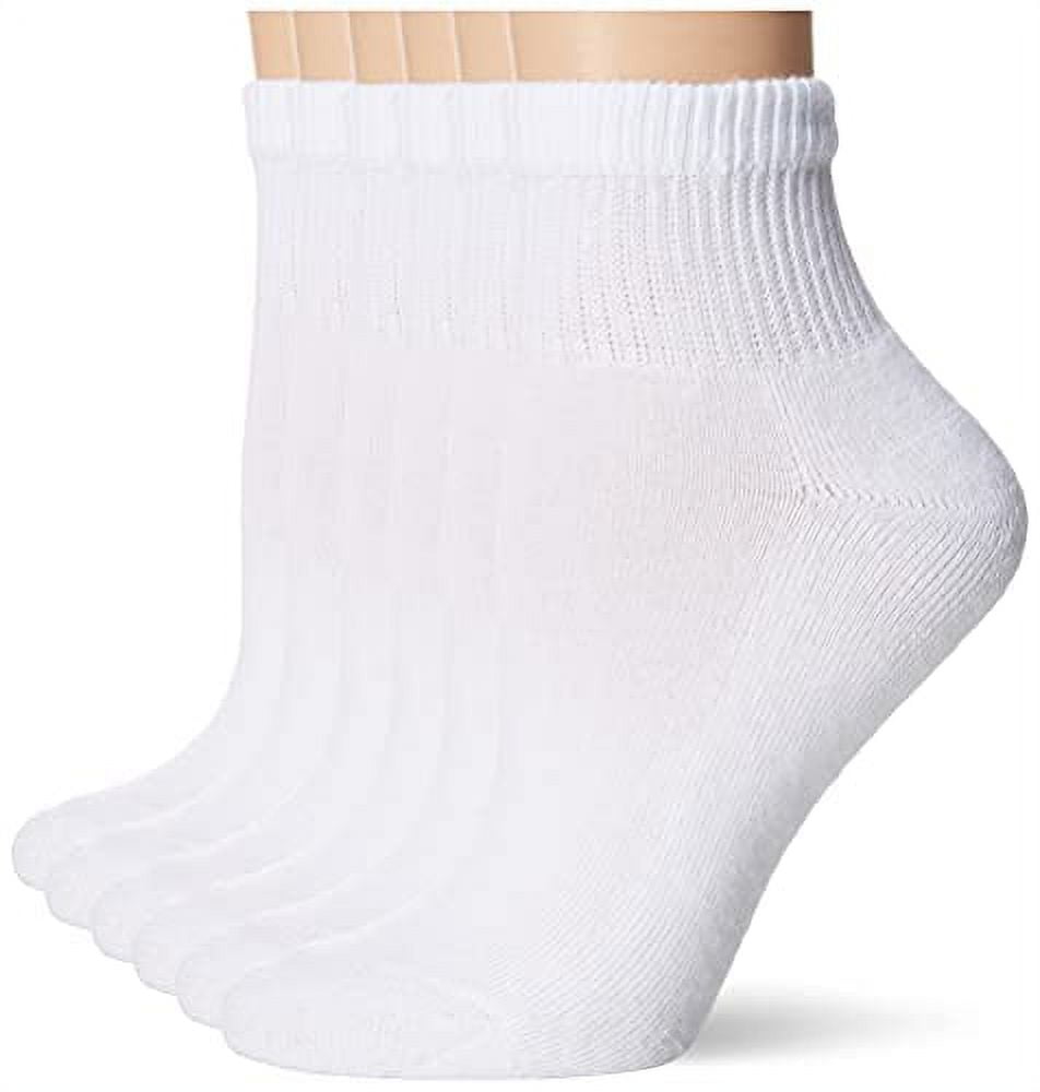 Hanes Ultimate womens 6pack Ankle athletic socks, White, Shoe Size 59