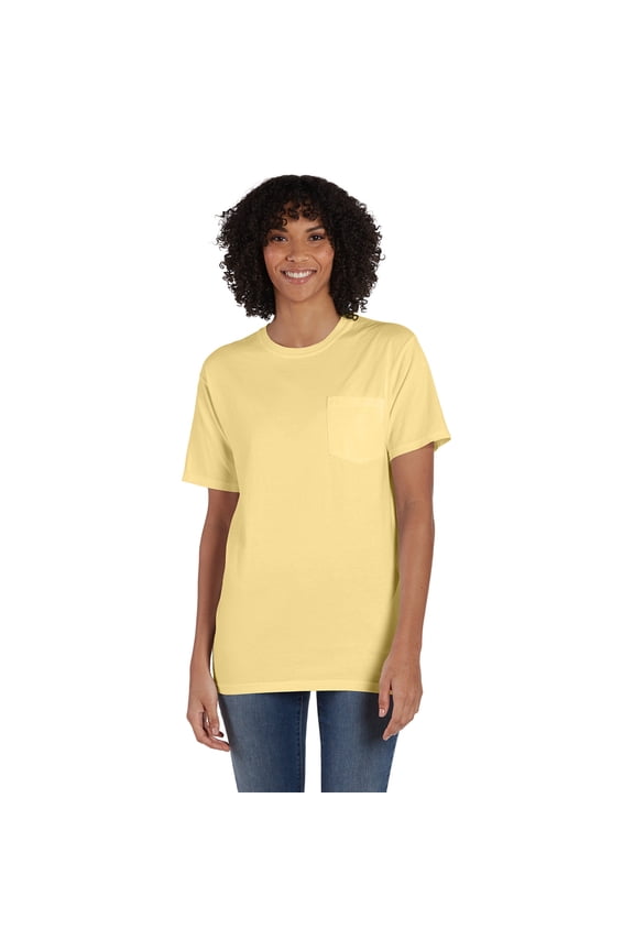Unisex 5.5 Oz., 100% Ringspun Cotton Garment-Dyed Short-Sleeve Crew With Pocket